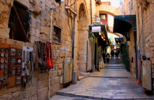 The Via Dolorosa in Old City Jerusalem