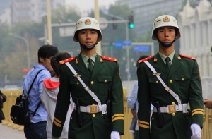 Red Army Soldiers Patrolling near Chairman Mao's Mausoleum 