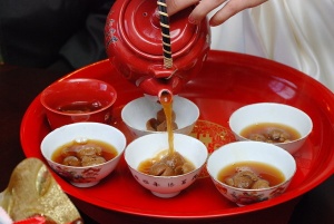 Chinese Wedding Tea (Notice the Pair of Dates in each Cup)