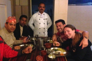 Nepali Meal with some of the Kantipur Temple House Staff (incl. their Executive Chef)!