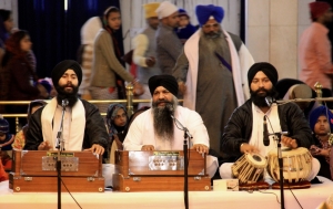 Sikh Musicians Aiding Meditation at the Gurdwara Bangla Sahib in Delhi, India
