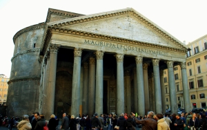 The Pantheon in Rome which used to house statues of Roman gods, but now portrays only Christian Saints