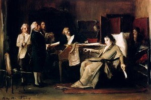 Mozart Directing Requiem on his Deathbed 