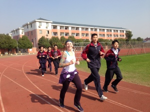 Chinese Students Running with Jen
